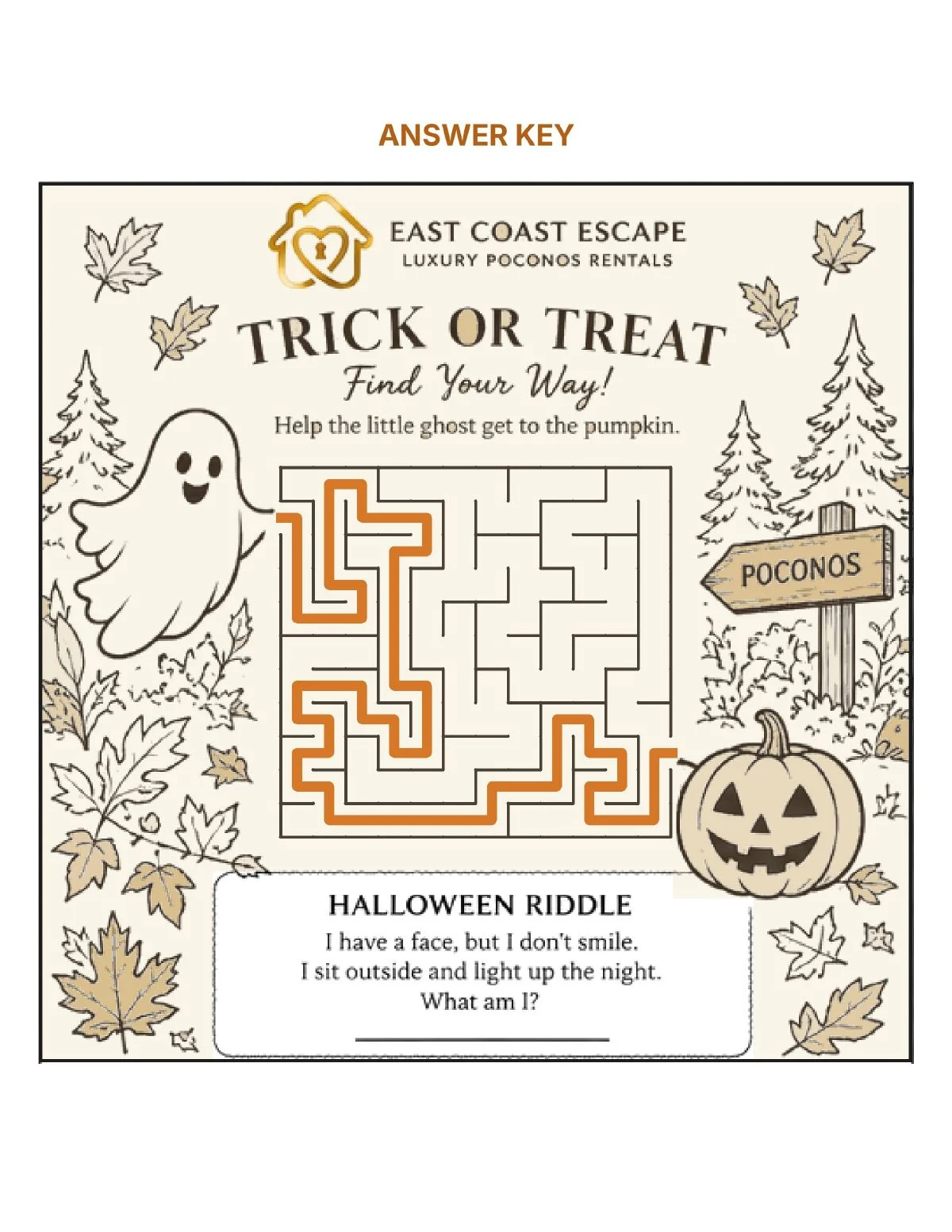 Answer key: Trick or Treat Maze